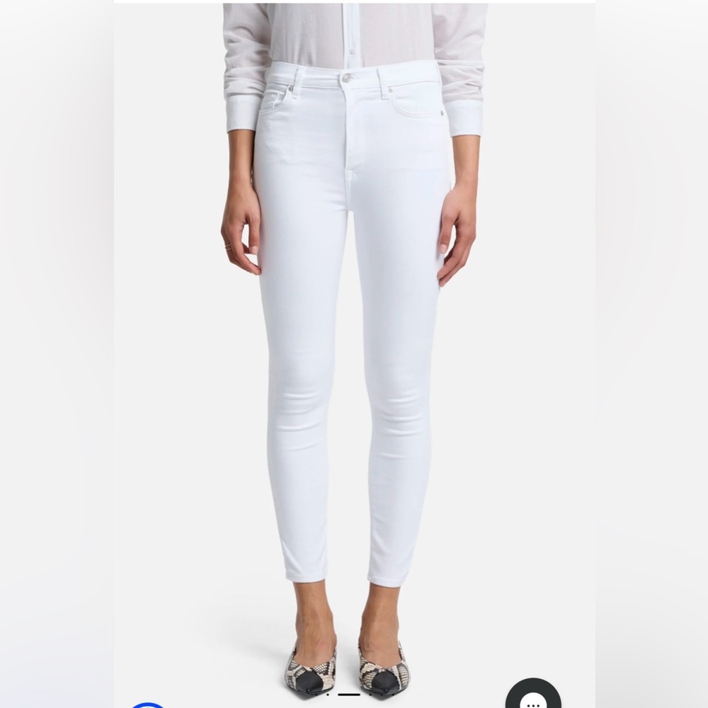 7 For All Mankind NWT White Slim Illusion High Waist Ankle Skinny Jeans sz29